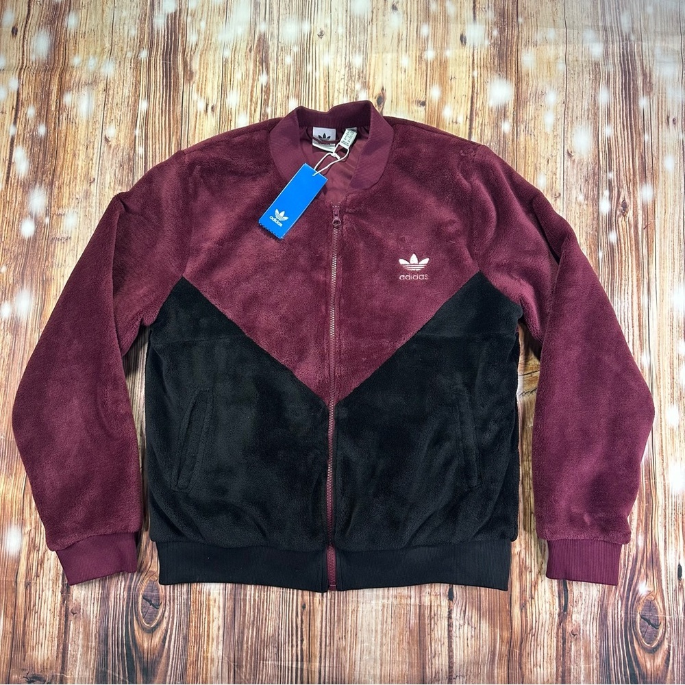 Adidas CLRDO TRACK TOP DH3002 Womens Full Zip Jacket Sz Medium Burgundy/Black
